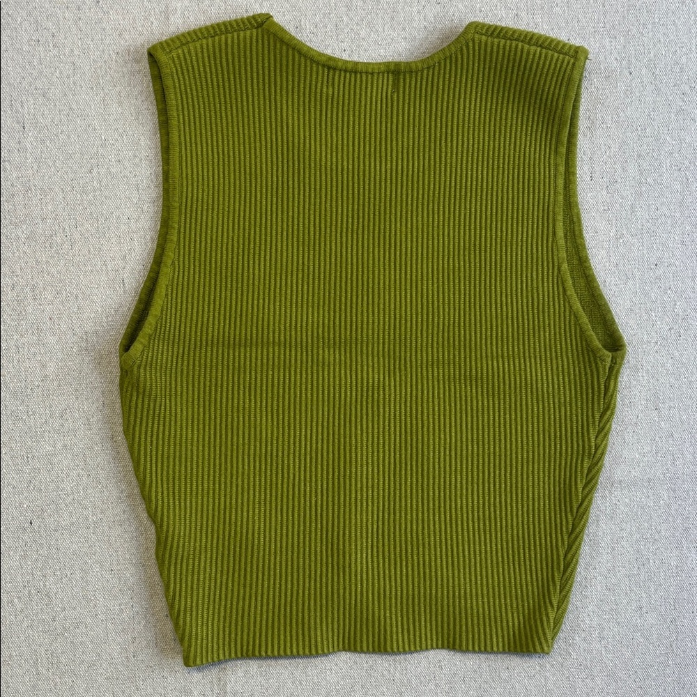 House of Harlow 1960 Olive Green Ribbed Tank - Picture 7 of 8